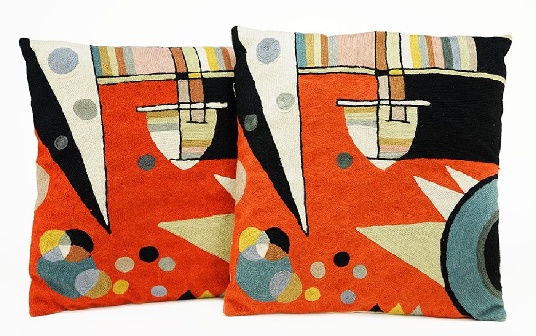 A Pair Of Chain Stitch Pillows. (1 of 1)