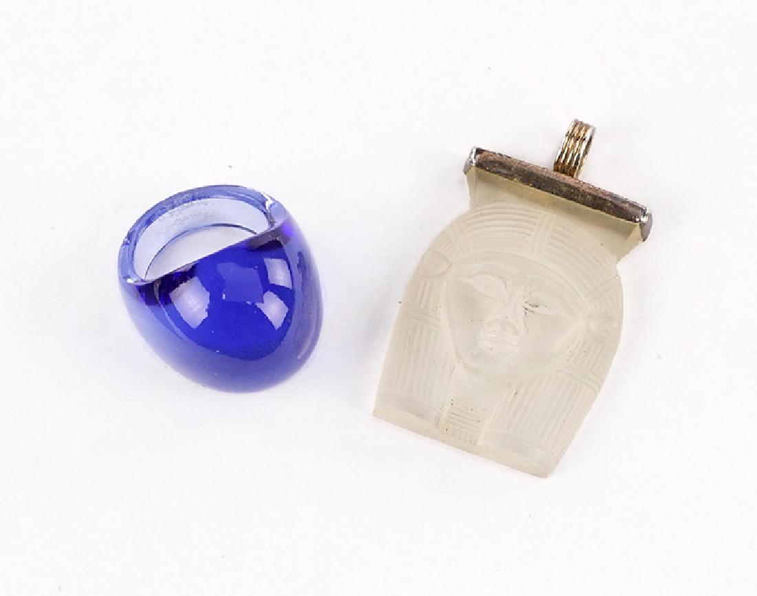 A Lalique Blue Glass Ring. (1 of 1)