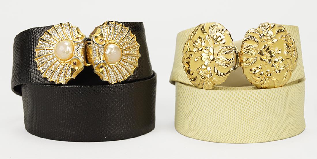 Two Judith Leiber Lizard Skin Belts. (1 of 1)