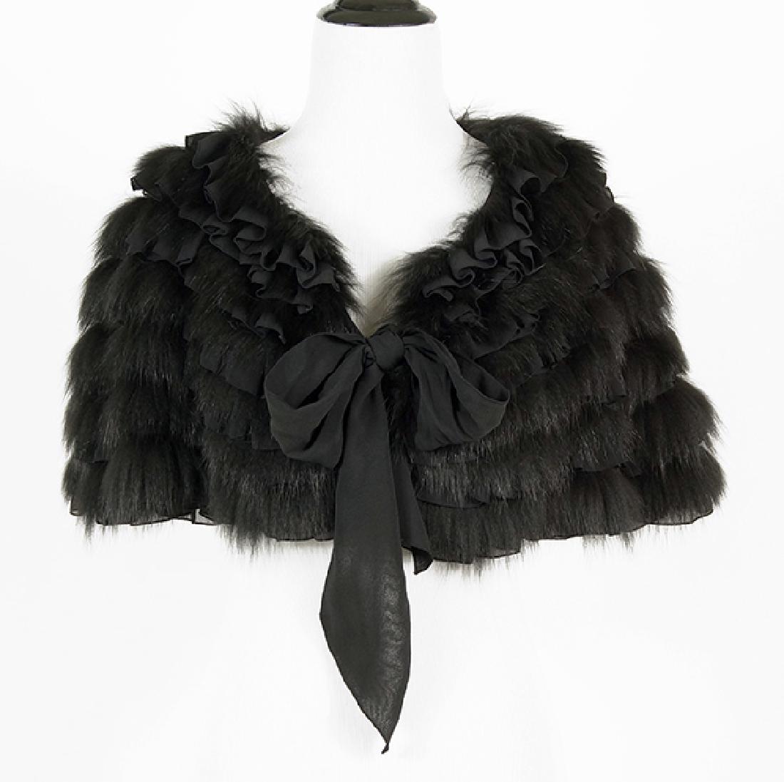 An Escada Black Crepe and Fox Fur Wrap. (1 of 1)