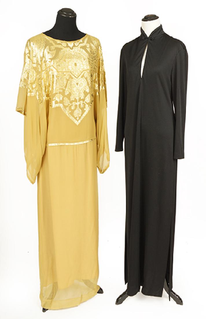 An Albert Nippon Night Tan Gown.: An Albert Nippon Night Tan Gown. Together with a black Marita Anthony Muto gown