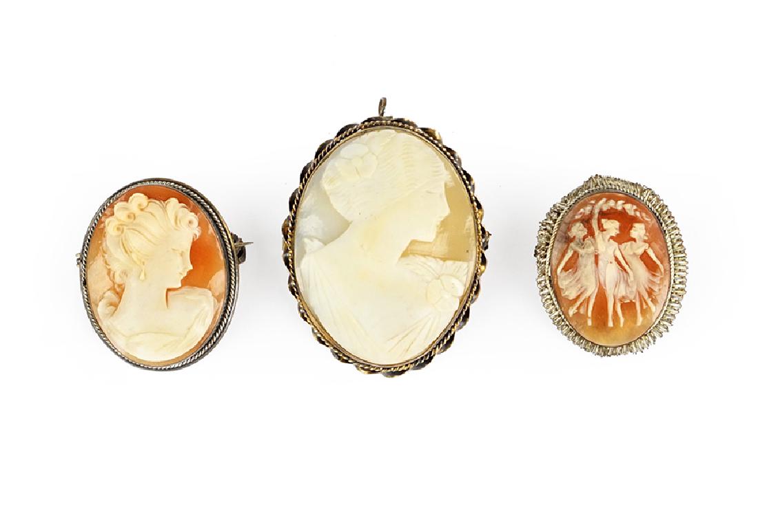 Two .800 Silver Cameo Brooch / Pendants. (1 of 1)