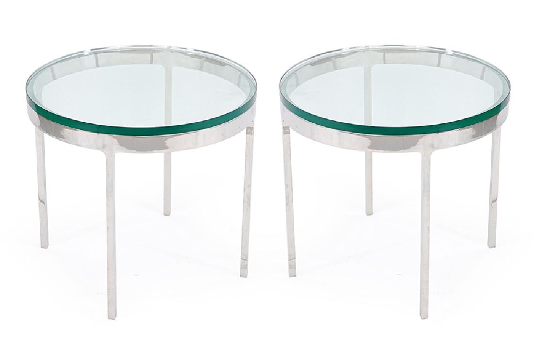 A Pair of Chrome and Glass Side Tables. (1 of 1)