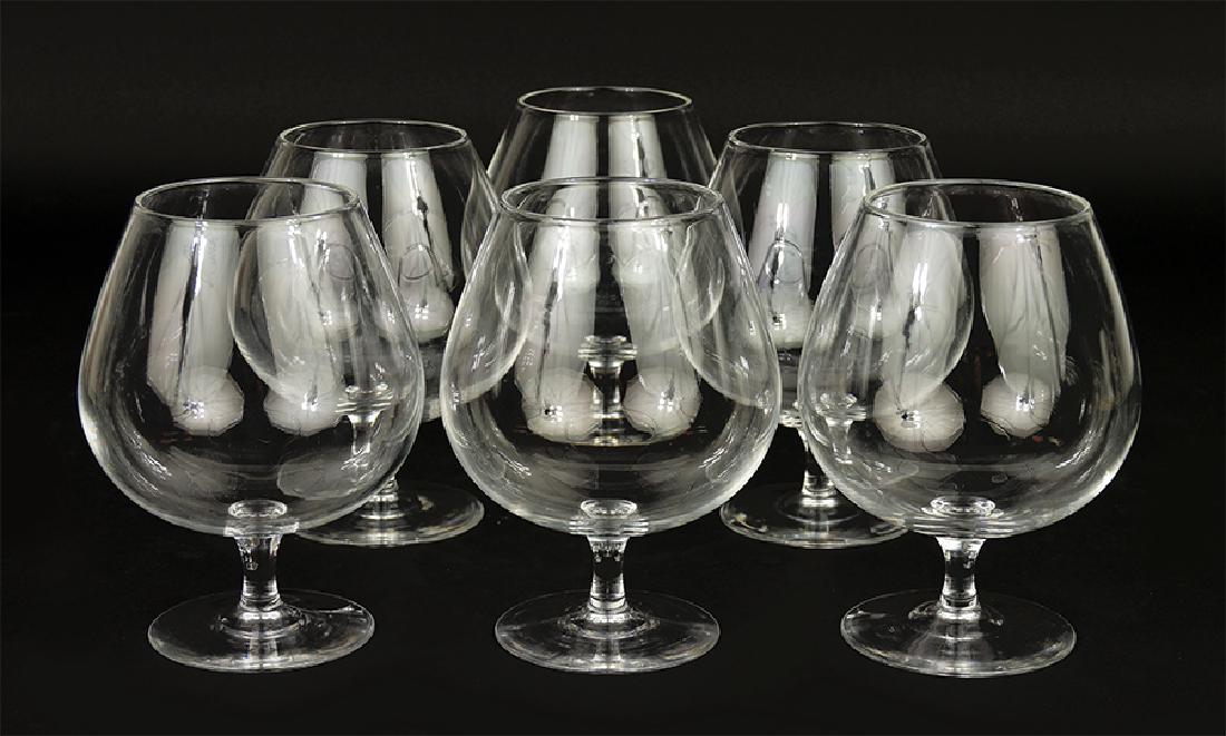 A Set Of Six Steuben Crystal Brandy Snifters. (1 of 1)