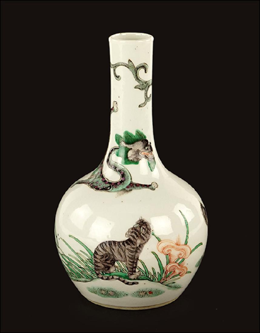 A Chinese Famille Verte Bottle Vase. (1 of 5)