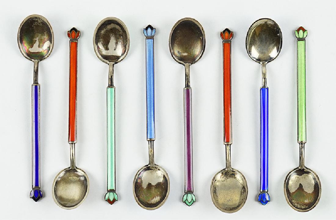 A Set of Eight David Andersen Demitasse Spoons. (1 of 1)