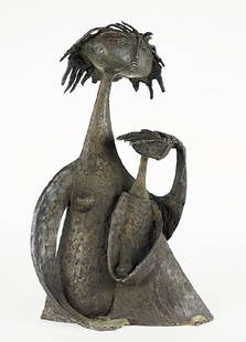 Angel Botello (Puerto Rican, 1913-1986) Mother and: Angel Botello (Puerto Rican, 1913-1986) Mother and Child. Patinated bronze sculpture. Stamped "Botello AP", and bearing a foundry mark 22" x 13" x 8"