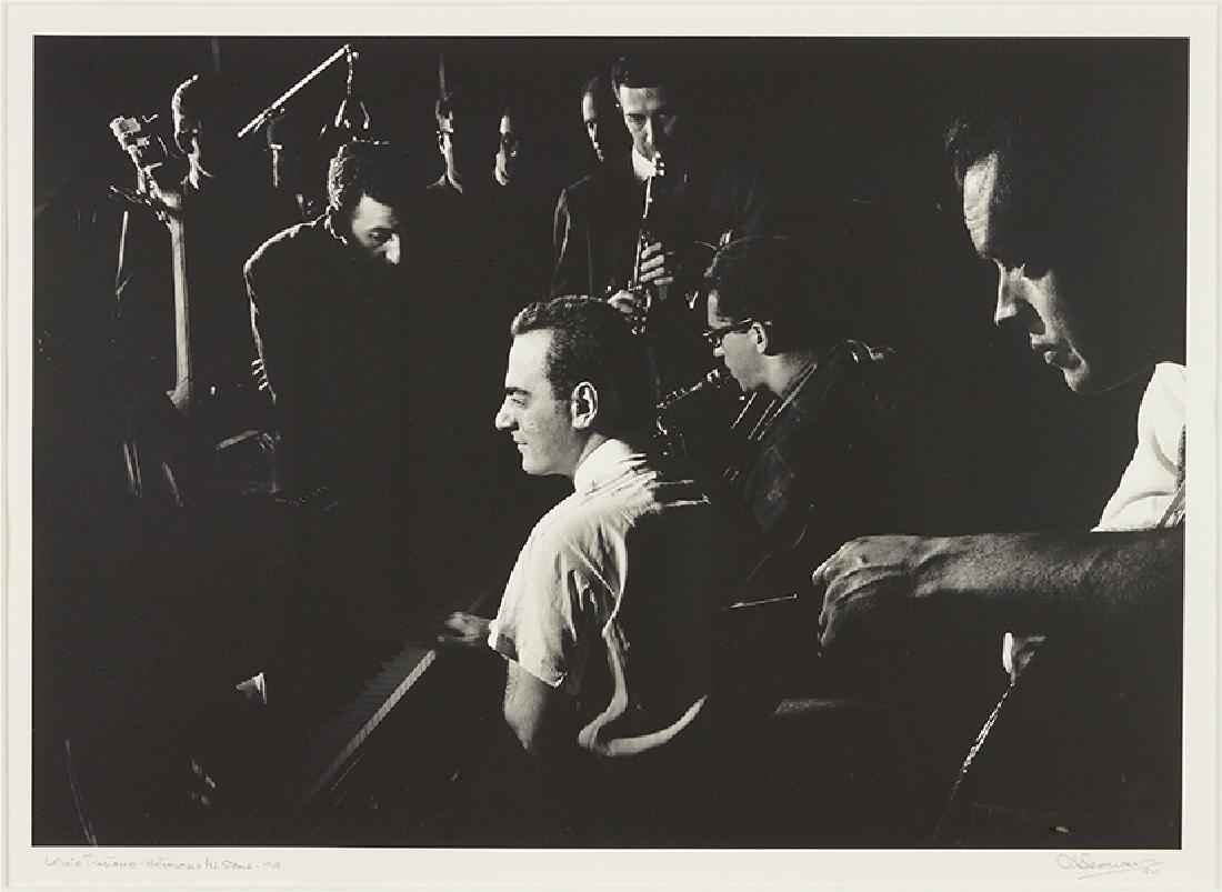 Herman Leonard (American, 1923-2010) Lennie Tristano -: Herman Leonard (American, 1923-2010) Lennie Tristano - Metronome All Stars. Gelatin silver print, 1949 (printed 1990), pencil signed lower right, dated, and titled. Provenance: From Herman Leonard's '