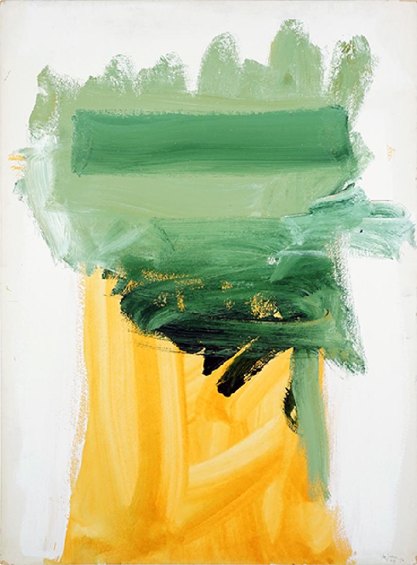 Ronaldo de Juan (Argentinian-American, 1931-1989) Light: Ronaldo de Juan (Argentinian-American, 1931-1989) Light Green, Yellow, and White. Acrylic on board, signed lower right and dated 'N.Y. '74'; also signed and dated en verso, unframed 40" x 30"