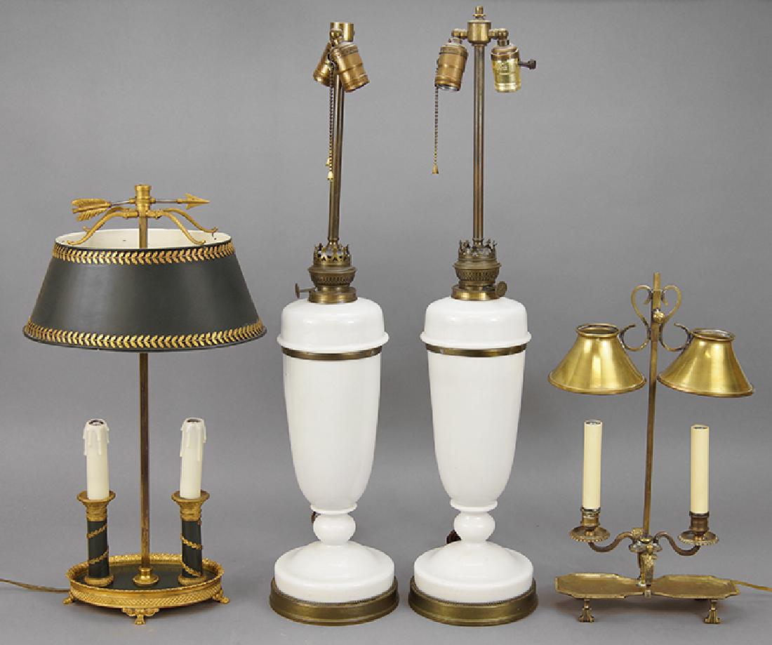 A Pair Of Kosmos Brenner Milk Glass Table Lamps. (1 of 1)