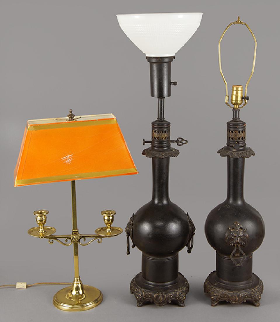 A Pair Of Painted Metal Table Lamps. (1 of 1)