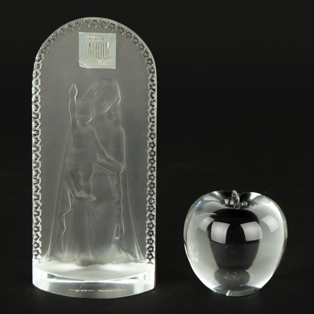 A Lalique Frosted Crystal Madonna and Child Plaque. (1 of 1)