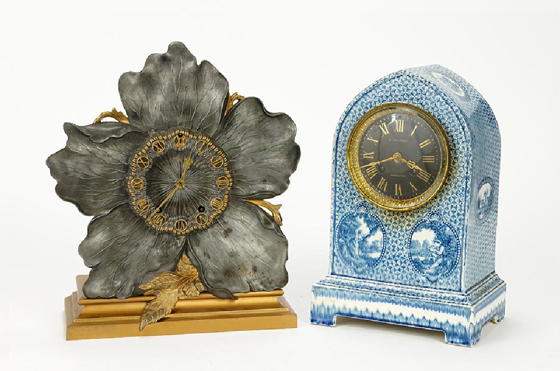 A Pewter And Gilt Metal Art Nouveau Mantel Clock. (1 of 1)