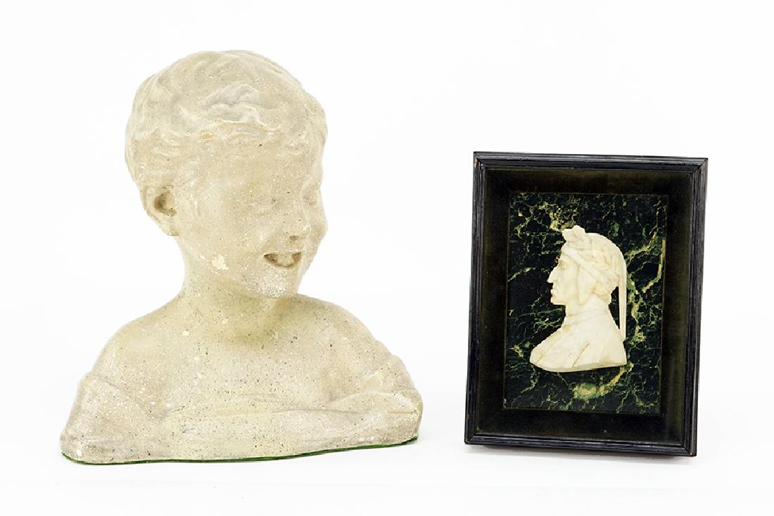 A Framed Marble Profile Bust Of Dante. (1 of 1)