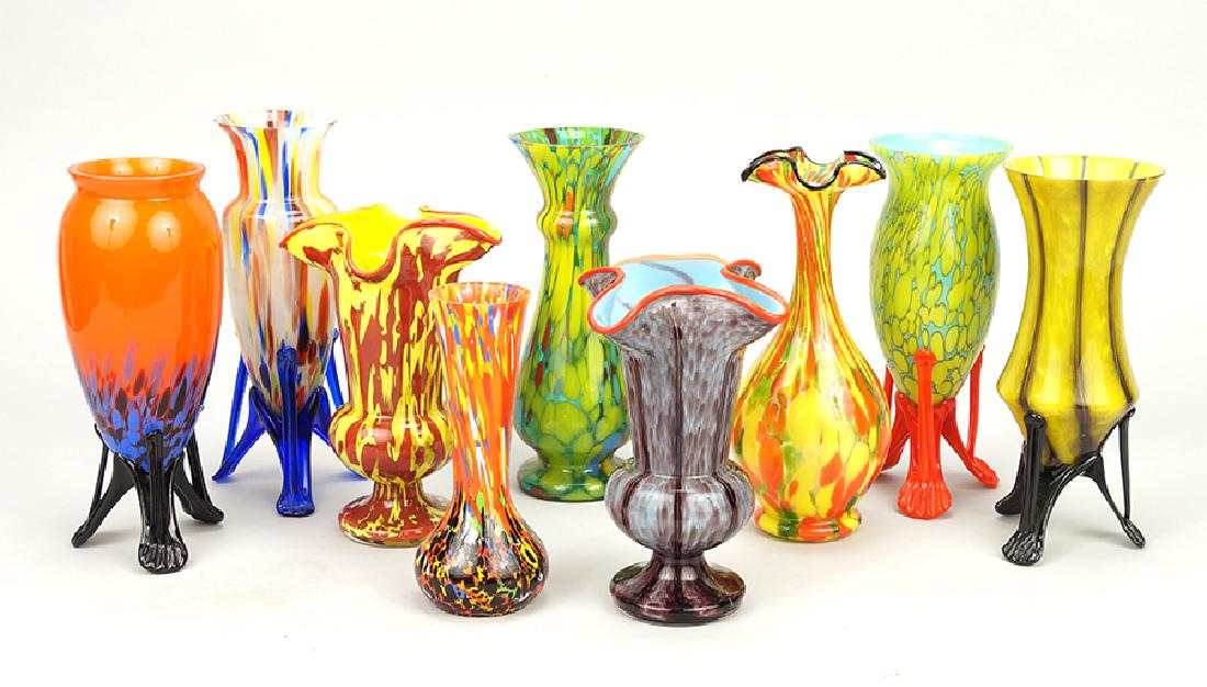 A Collection Of Czech Glass Vases. (1 of 6)