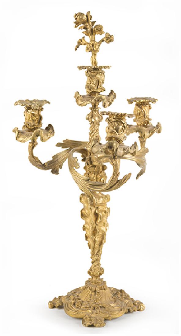 A Continental Rococo Style Gilt Bronze Candelabrum. (1 of 5)