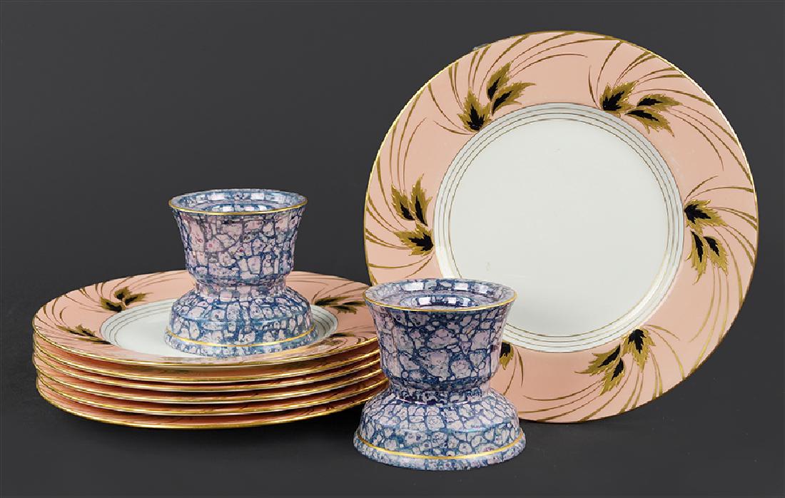 A Set Of Seven Minton For Tiffany & Company Porcelain: A Set Of Seven Minton For Tiffany & Company Porcelain Plates. Together with a pair of Pickard candle holders Diameter: 10.5"