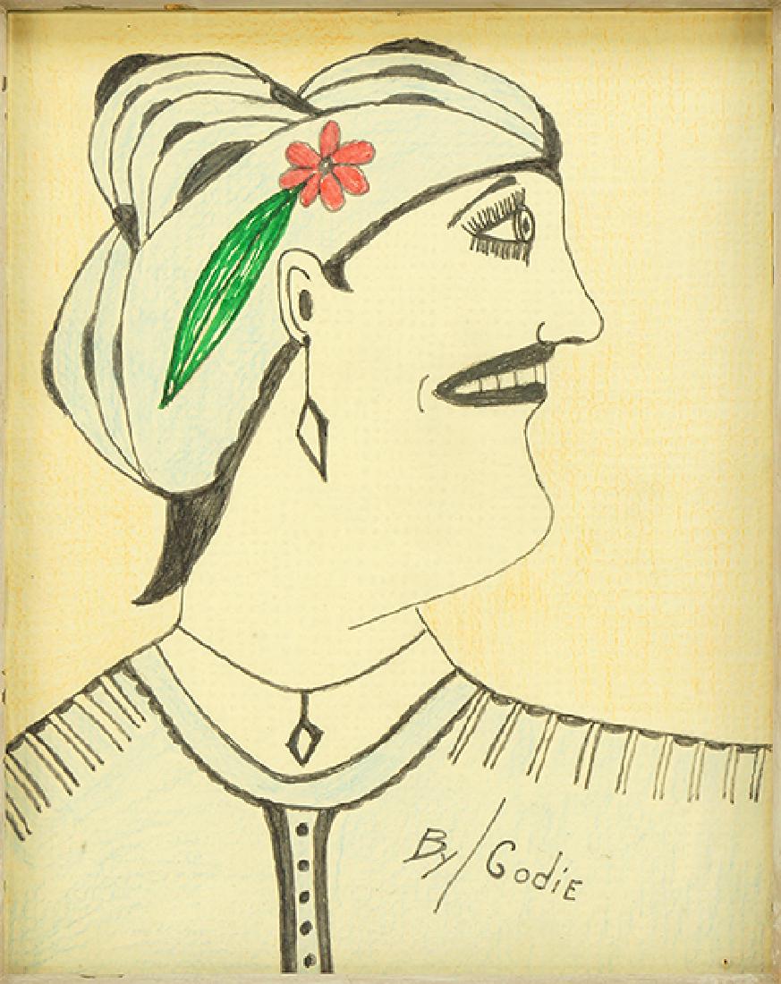 Lee Godie (American, 1908-1994) Title Unknown. (1 of 2)