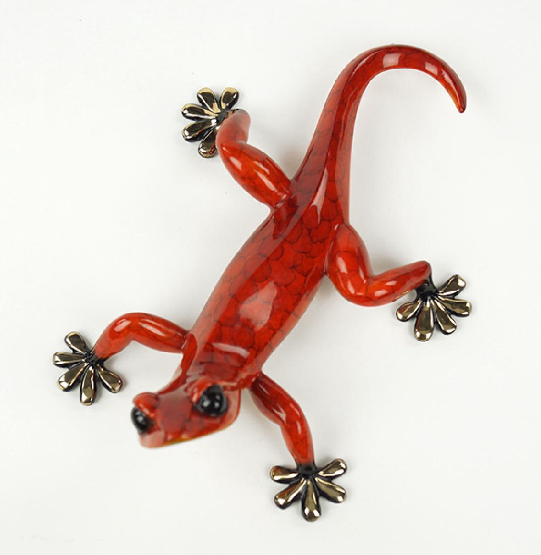 Tim Cotterill (British, 1950) A Gecko.: Tim Cotterill (British, 1950) A Gecko. Polychrome bronze sculpture impressed "Frogman", dated 2004, signed "Tim", numbered 557/5000 3" x 8.25" x 5.5"
