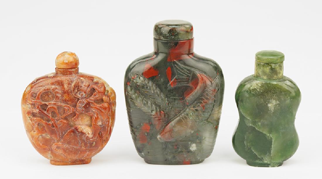 A Carved Seftonite Snuff Bottle. (1 of 1)