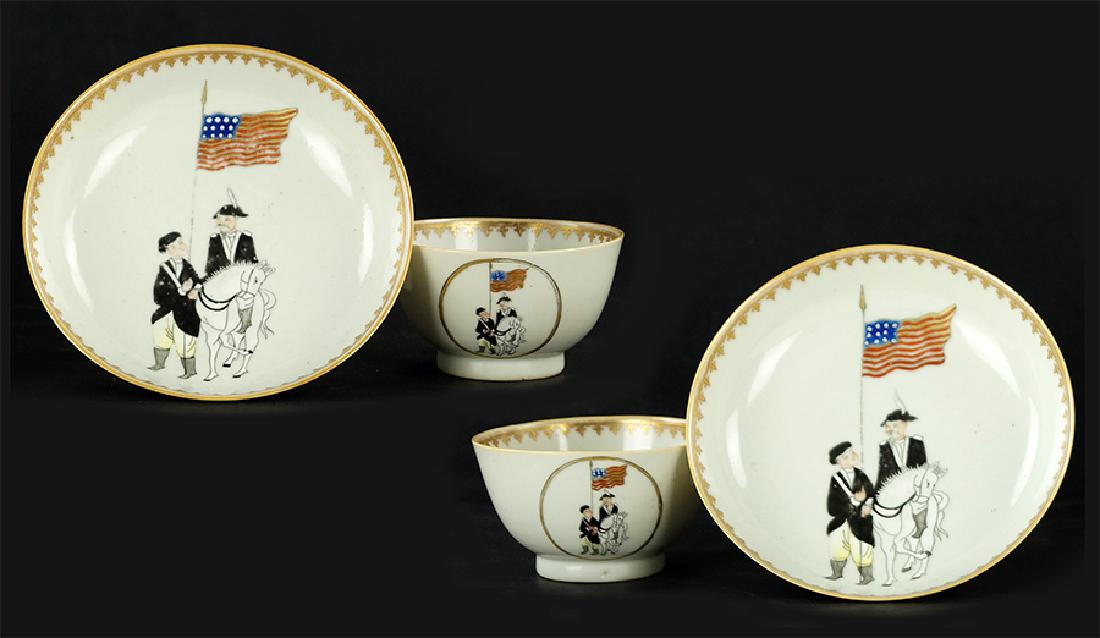 A Pair of Chinese Export Porcelain Cups and Saucers. (1 of 9)