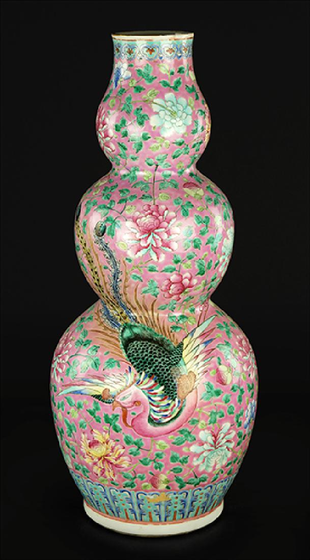 A Chinese Famille Rose Triple Gourd Vase. (1 of 1)