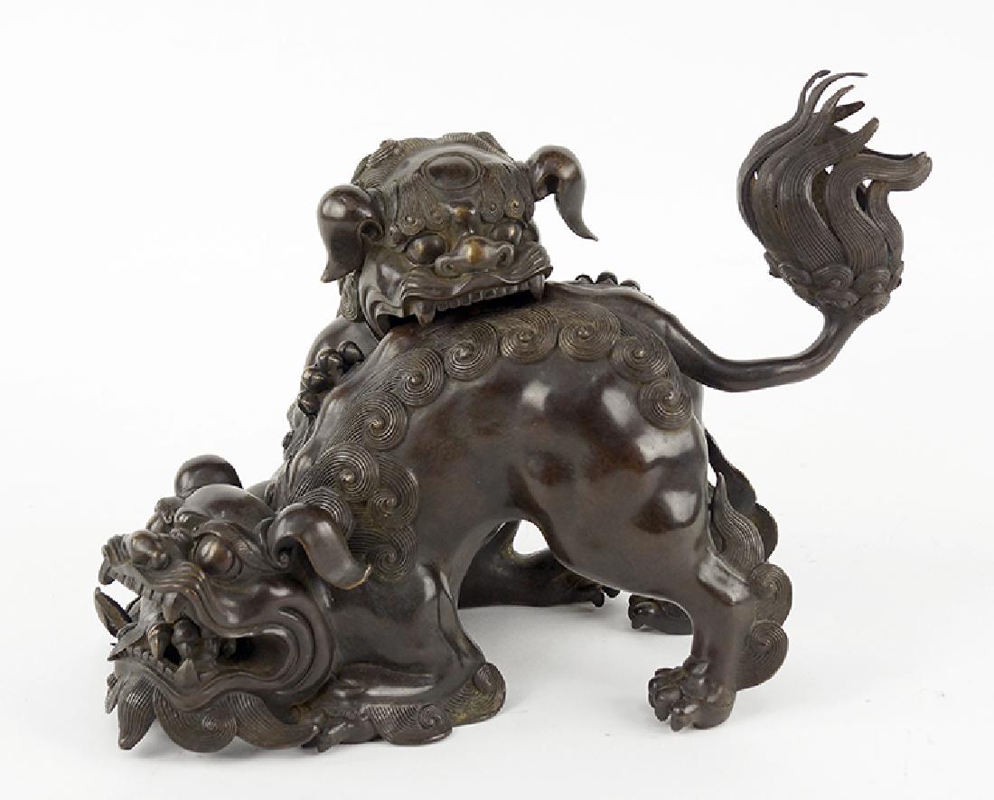 A Chinese Patinated Bronze Censer. (1 of 6)