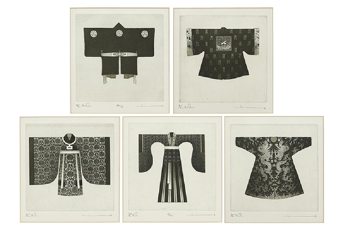 Artist Unknown (Japanese, 20th Century) Five Etchings. (1 of 2)