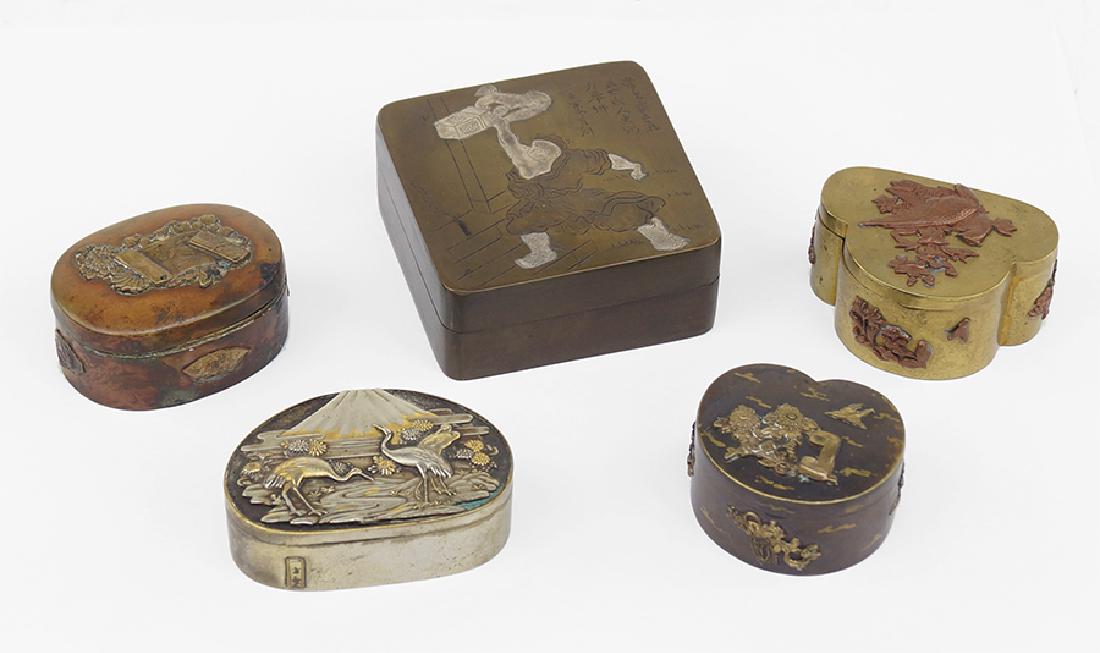 Five Japanese Bronze Boxes. (1 of 1)