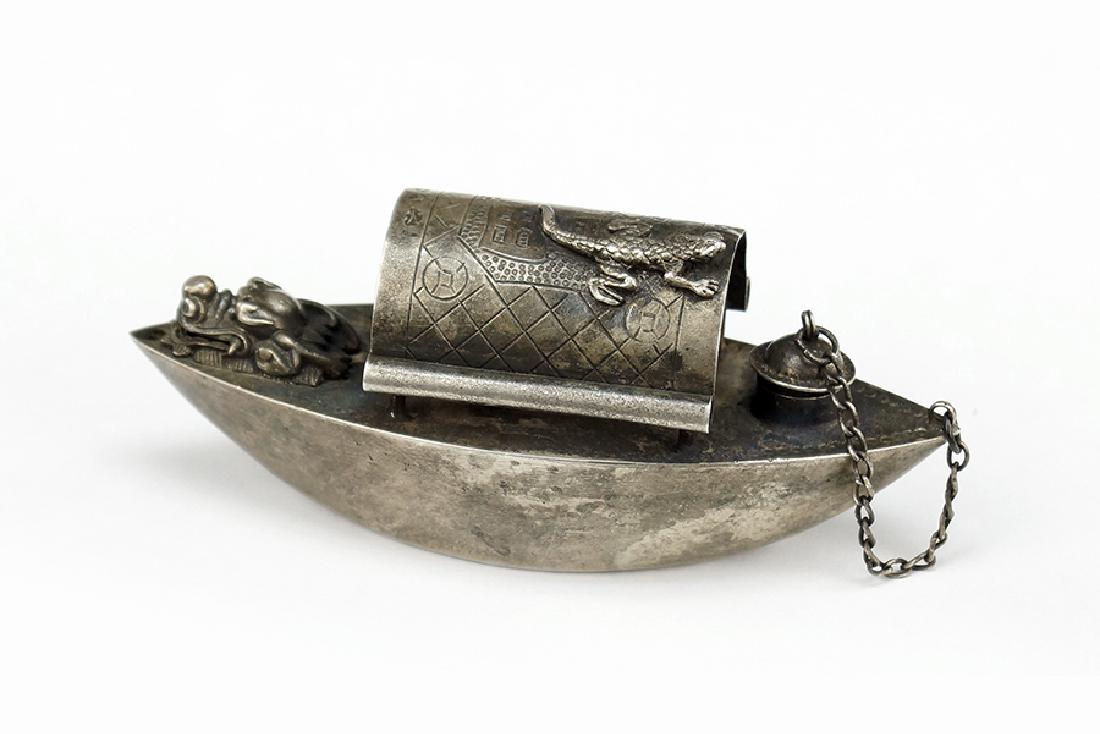 A Chinese Silver Boat Form Water Dropper. (1 of 1)