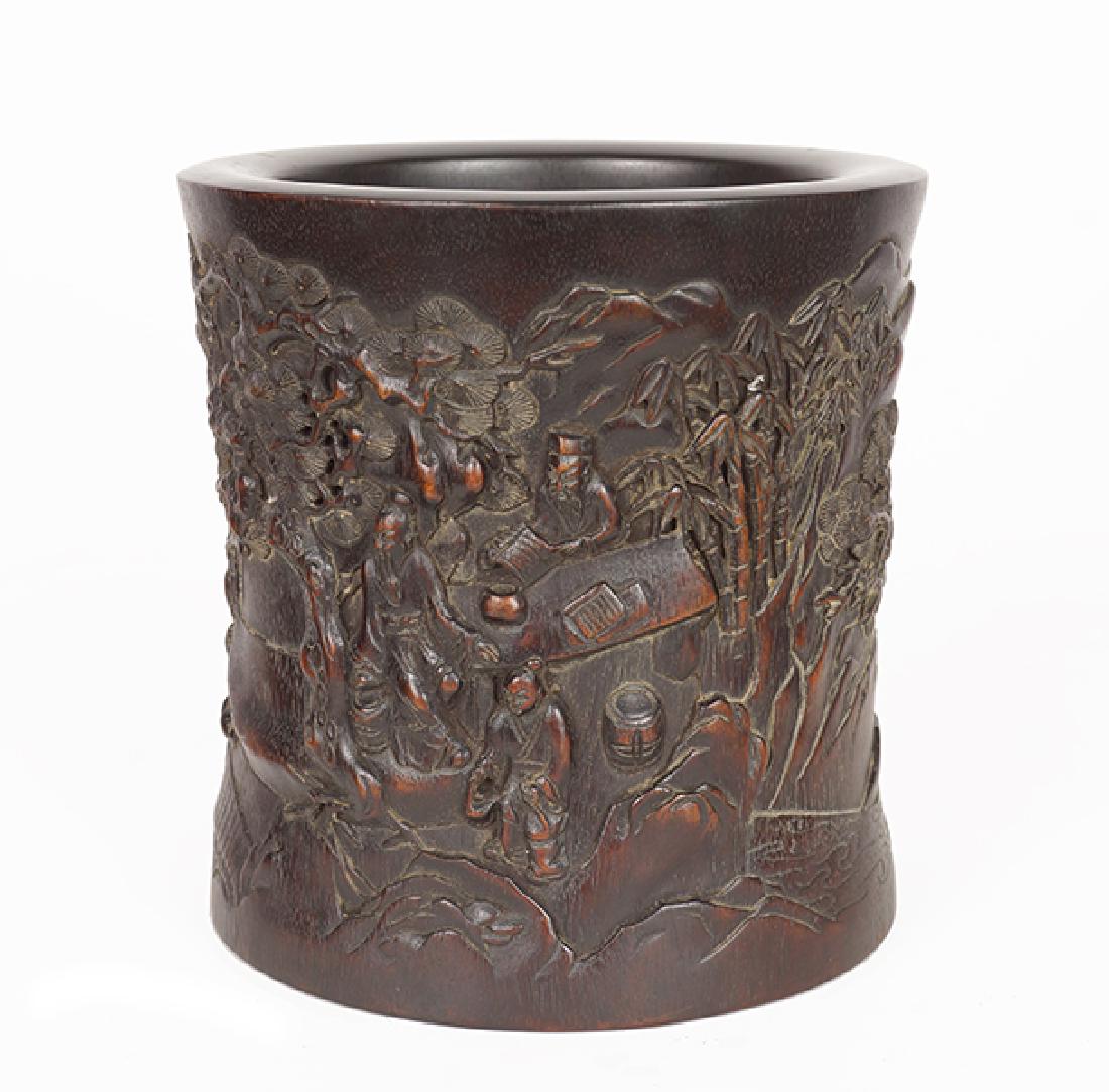 A Chinese Carved Bamboo Brush Pot. (1 of 1)
