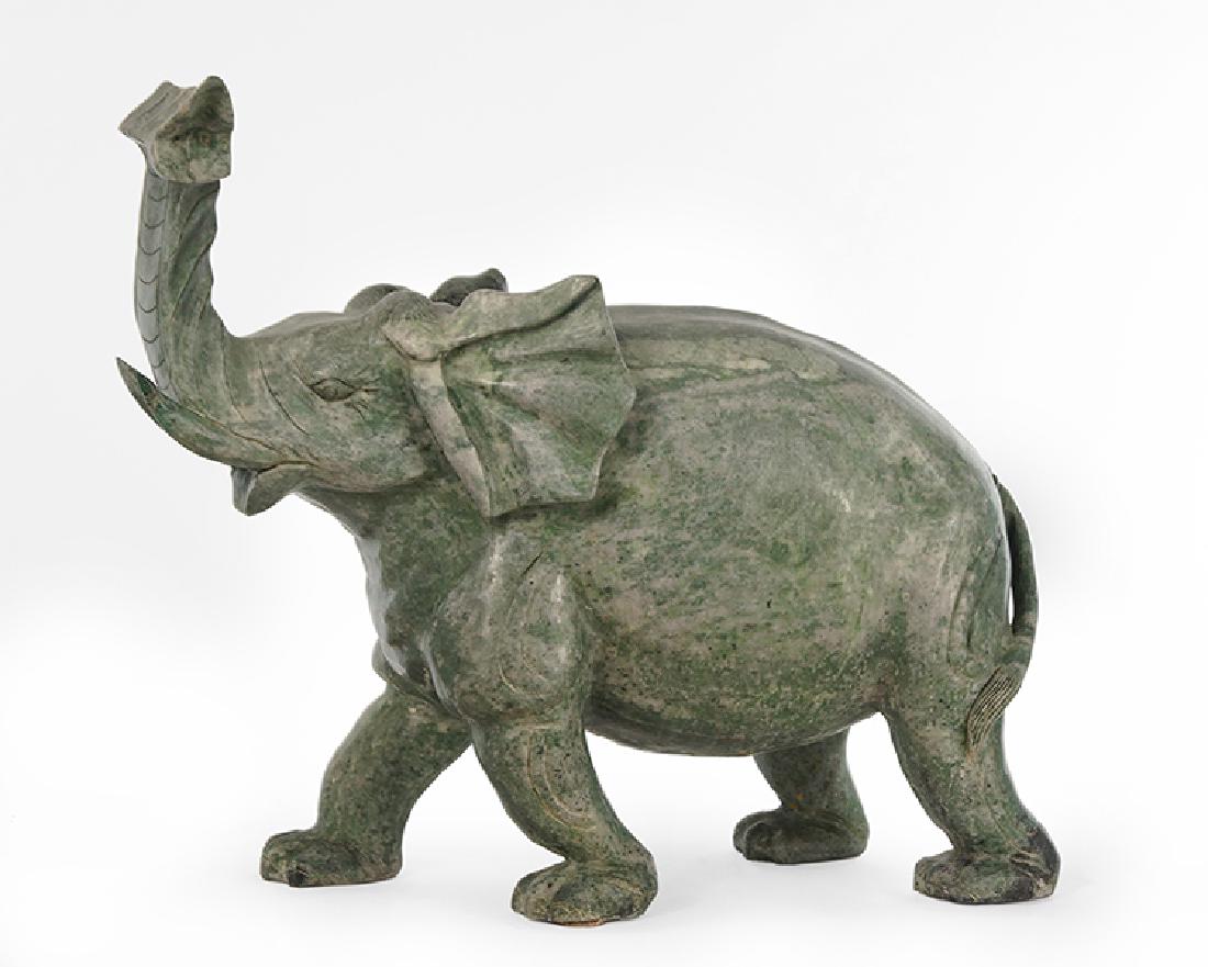 A Chinese Carved Soapstone Elephant. (1 of 1)