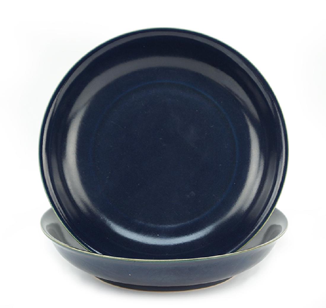 Two Chinese Cobalt Glazed Shallow Bowls. (1 of 2)