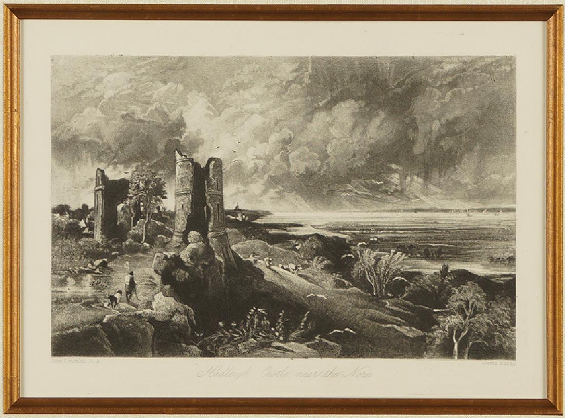 David Lucas (British, 1802-1881) Hadleigh Castle, near: David Lucas (British, 1802-1881) Hadleigh Castle, near the Nore. Mezzotint after John Constable, 1855 7" x 10" Frame: 18" x 20.75"