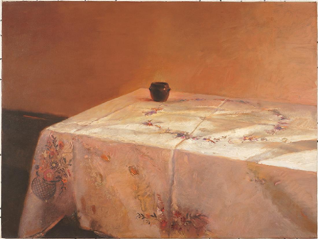 Martin Hoffman (American, 1935-2015) Sage.: Martin Hoffman (American, 1935-2015) Sage. Oil on canvas, signed en verso, titled and dated 'Worcester, NY 12/97', unframed 27" x 36"