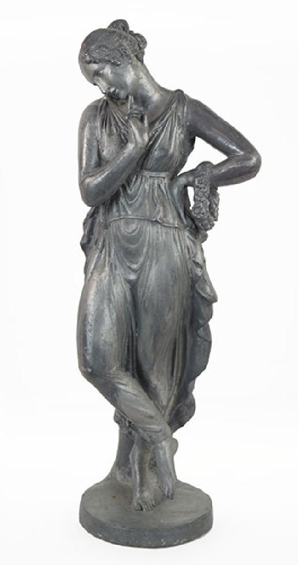 A Painted Concrete Figure of a Neoclassical Woman. (1 of 1)