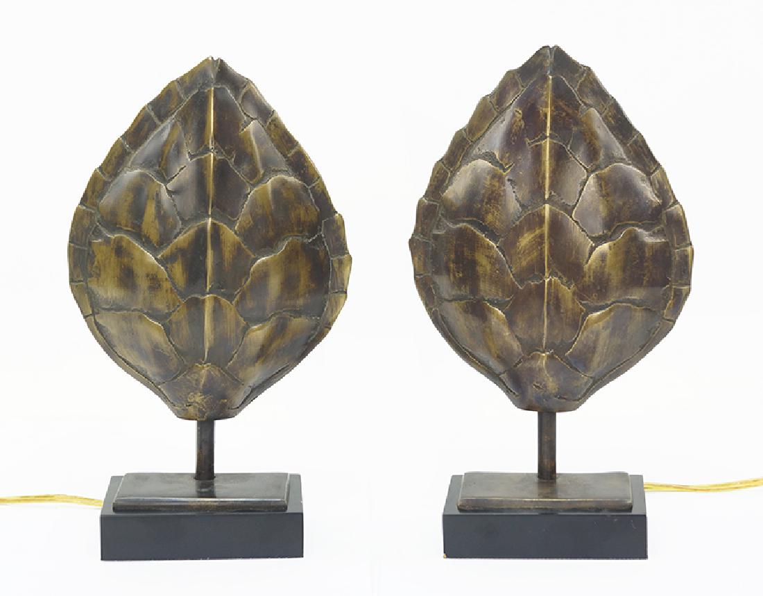 A Pair of Turtle Shell Form Table Lamps. (1 of 2)