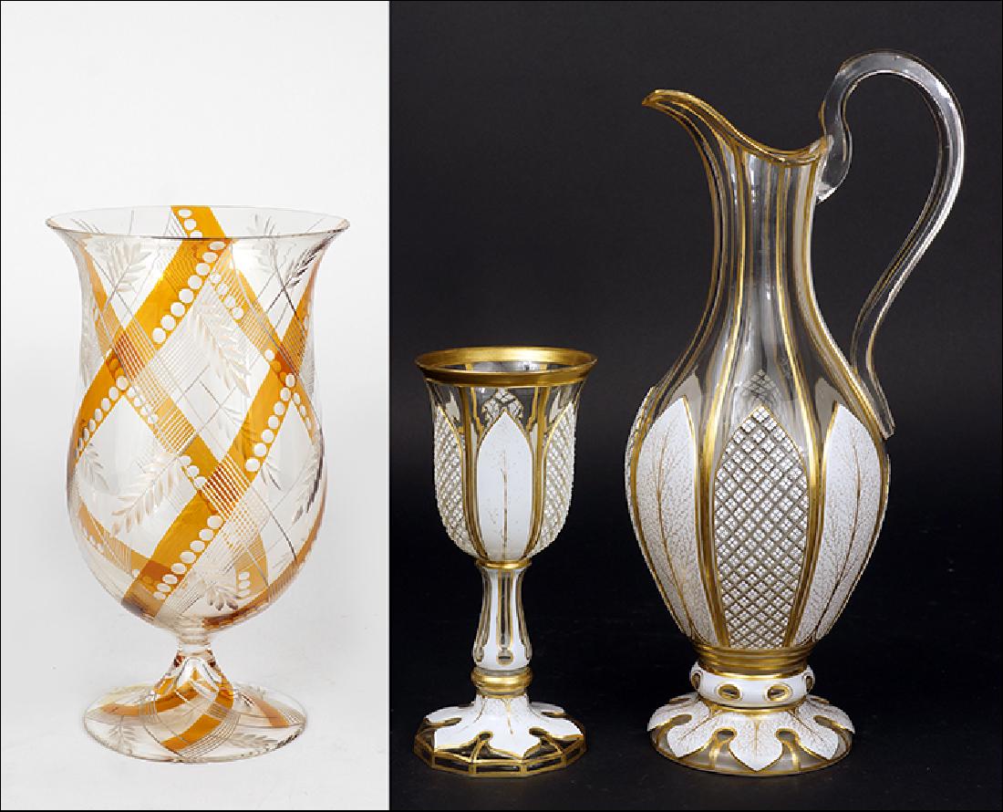 A Loetz Clear and Amber Colored Glass Vase. (1 of 8)
