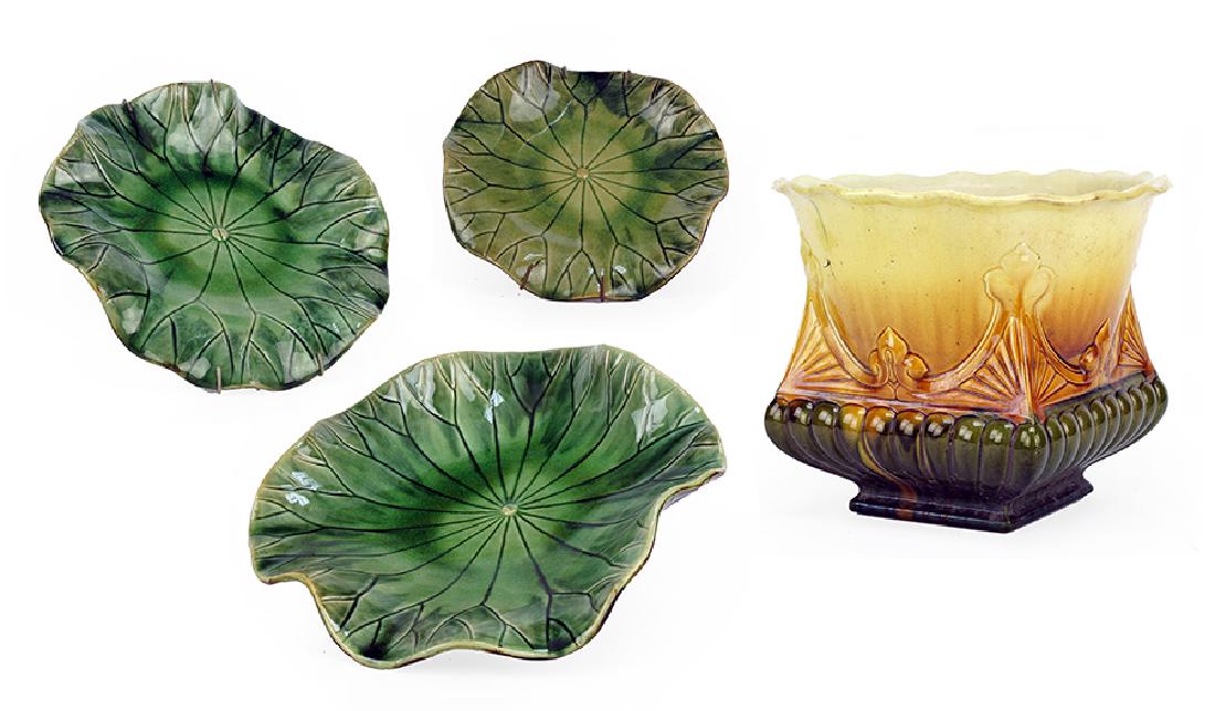 A Collection of Glazed Ceramic Lily Pad Sculptures. (1 of 1)
