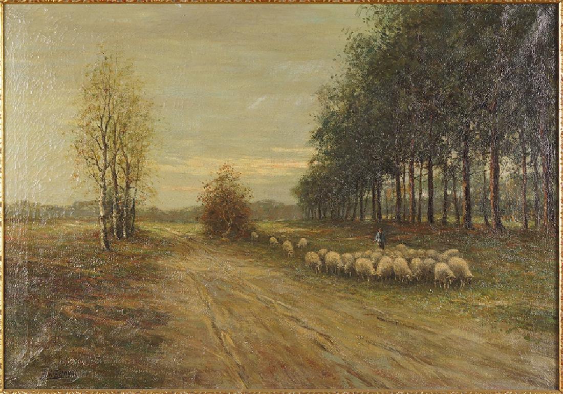B.H. Ginoux (Continental, 20th Century) Shepherd with (1 of 2)