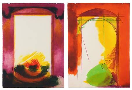 Ronaldo de Juan (Argentinian-American, 1931-1989) Two: Ronaldo de Juan (Argentinian-American, 1931-1989) Two Abstract Prints. Color aquatints, from editions of 75, unframed Each: 30" x 22"