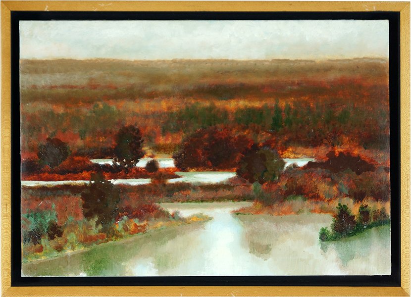 Harold Gregor (American, B. 1929) Landscape Sketch #25,: Harold Gregor (American, B. 1929) Landscape Sketch #25, #29, and #30. Three oils on foam core, each signed with initials, lower left or right, each signed en verso and with the artist\'s stamps. Prove