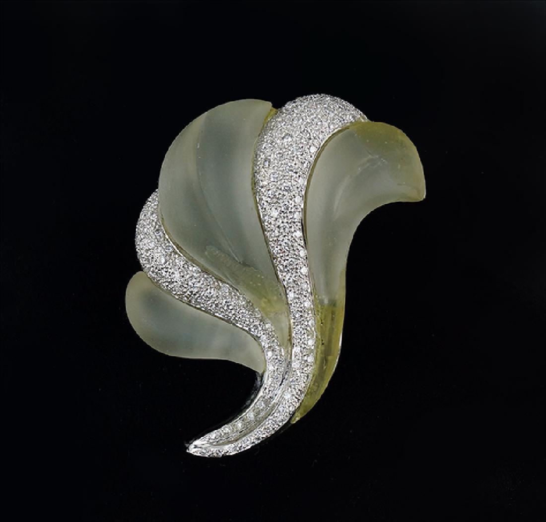 A Rock Crystal and Diamond Clip / Brooch. (1 of 1)