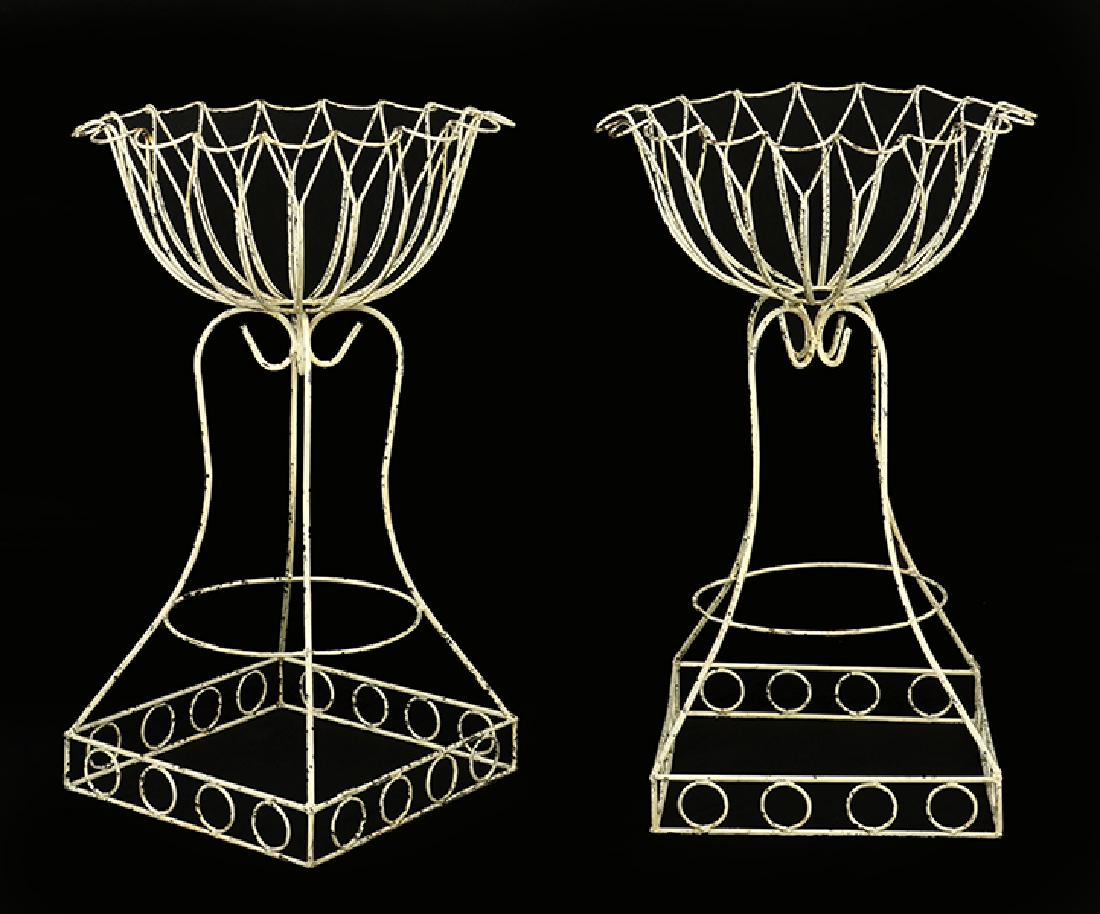 A Pair of Painted Metal Basket Planters. (1 of 1)