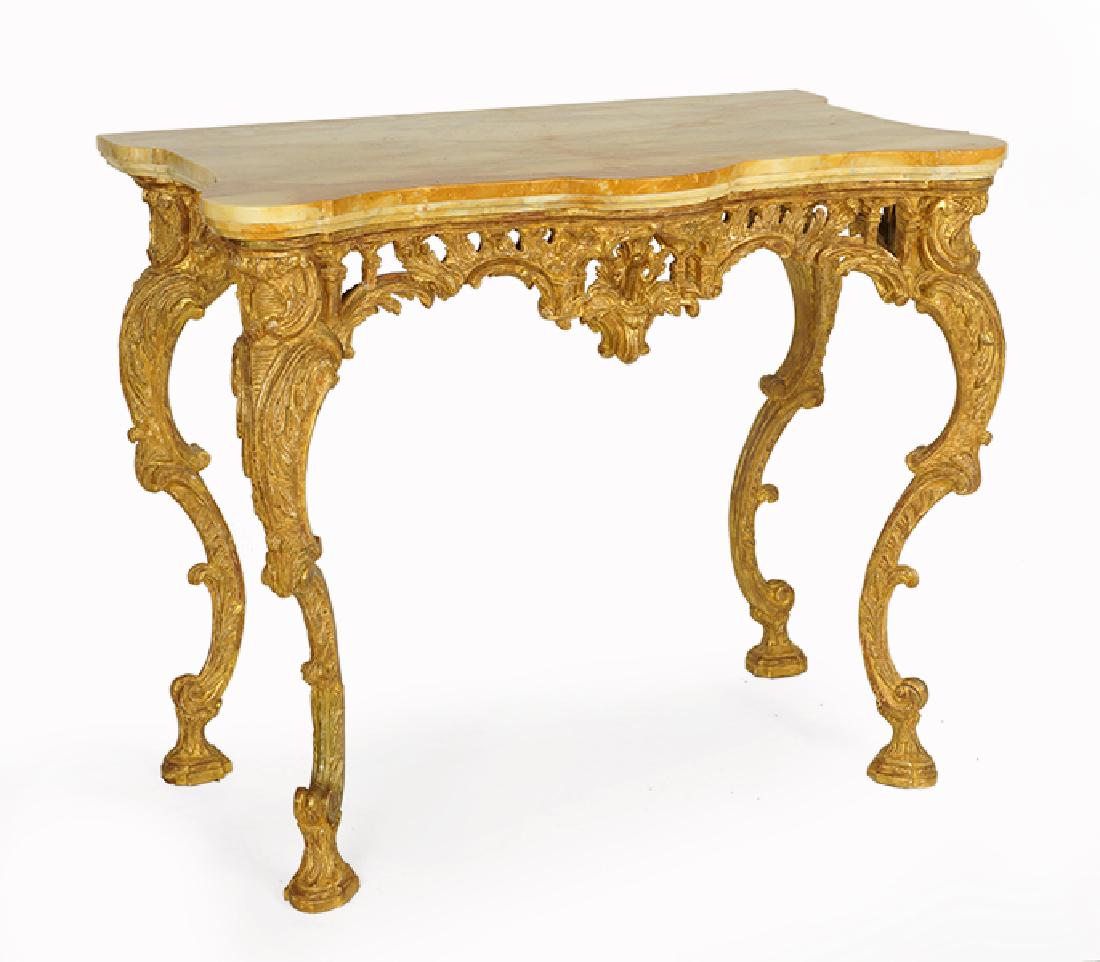 A George III Rococo Giltwood Console Table. (1 of 20)