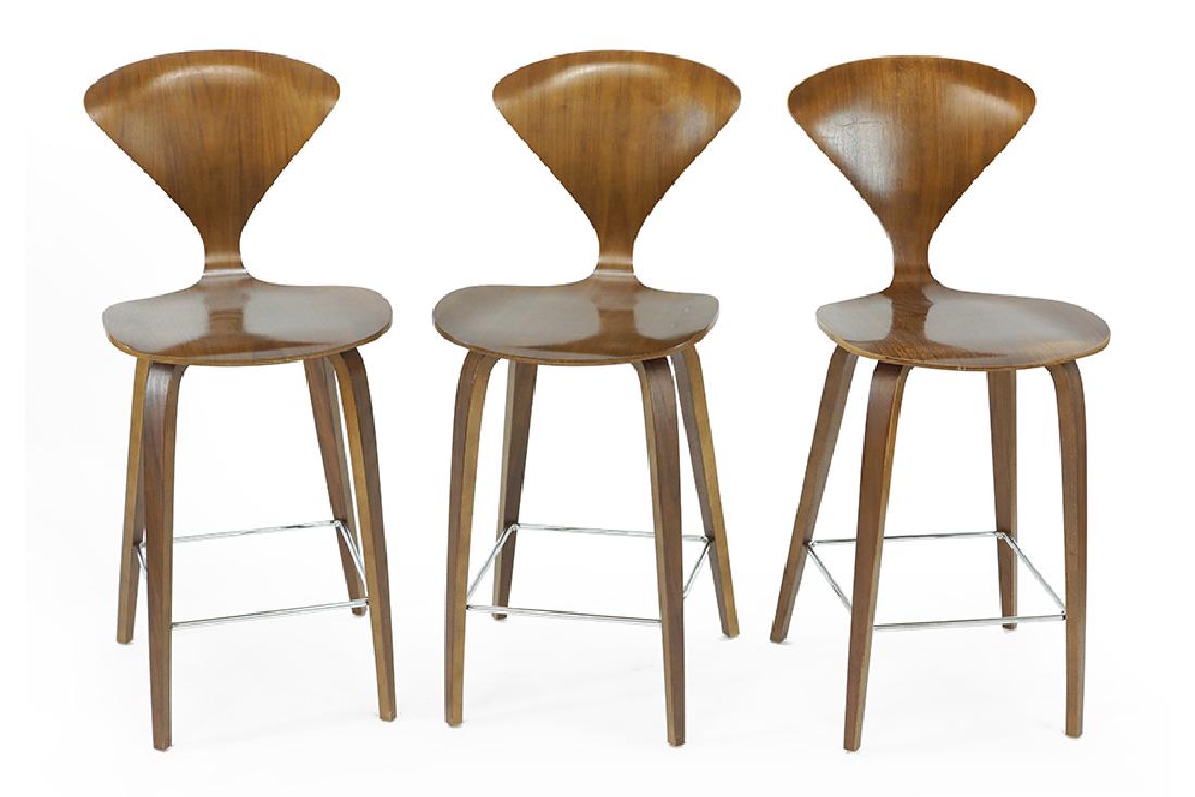 A Set of Three Cherner Stools.: A Set of Three Cherner Stools. Back height: 39", seat height" 25.25"