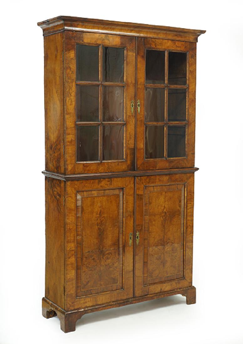 A George I Walnut Veneered Bookcase Cabinet. (1 of 11)