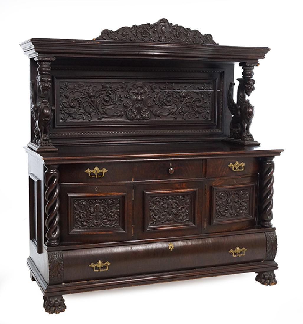 A Carved Oak Sideboard. (1 of 1)