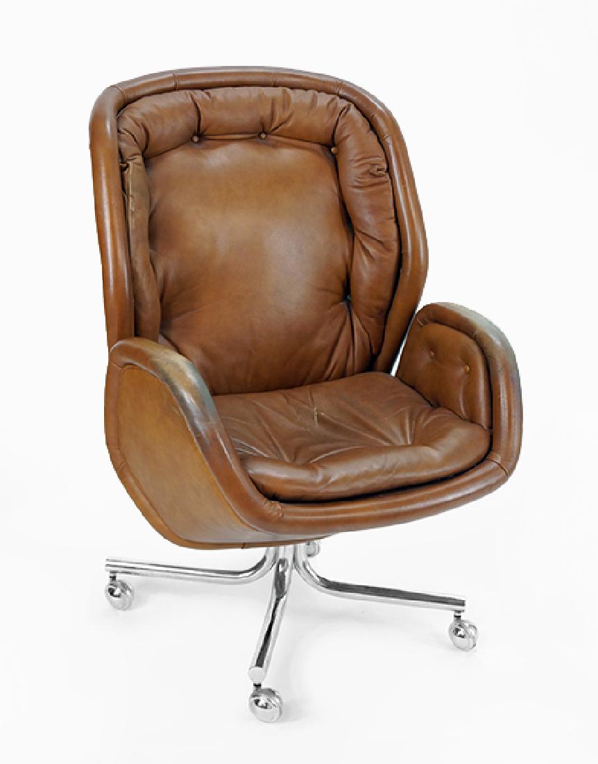 A Leather and Chrome Office Chair. (1 of 1)
