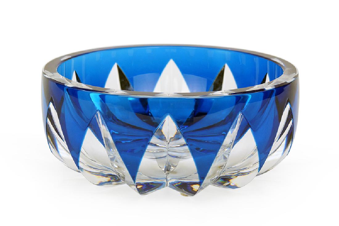 A St. Louis Crystal Cut-To-Clear Blue Bowl. (1 of 1)